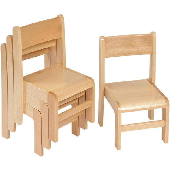 Beech Stacking Chairs x 4 - Educational Equipment Supplies