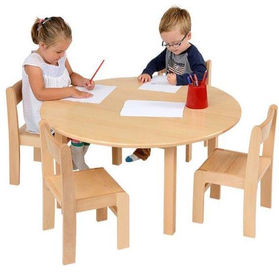 Beech Veneer Nursery Round Table D1000 x H465mm + 4 Chairs H26cm