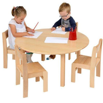Beech Veneer Nursery Round Table D1000 x H530mm + 4 Chairs H31cm Beech Veneer Nursery Round Table D1000 x H530mm + 4 Chairs H31cm | Seating | www.ee-supplies.co.uk