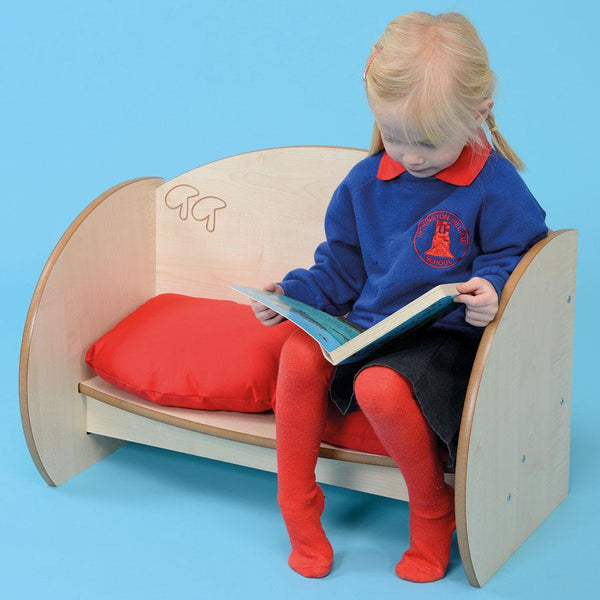 TW Wooden Nursery Mini Children's Nursery Bench Seat + Cushions - Maple