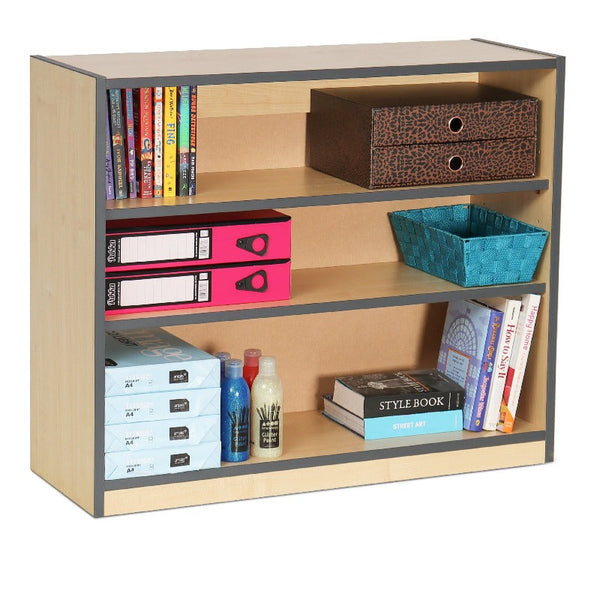 Coloured Edge Open Wooden Bookcase - 2 Adj Shelves - H75cm