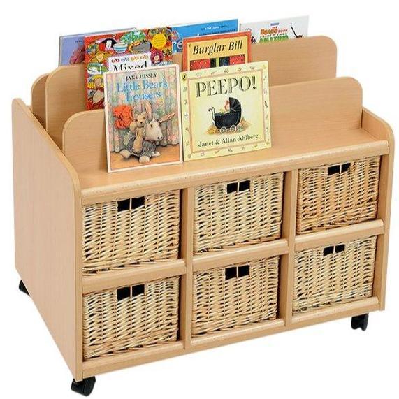 Book Display & Storage Unit With 9 Deep Baskets