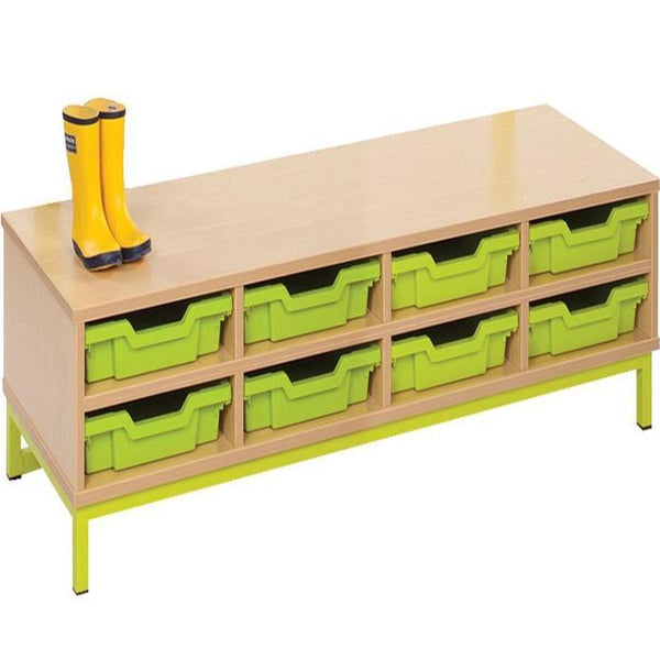 Bubblegum Cloakroom Bench With 8 Shallow Trays