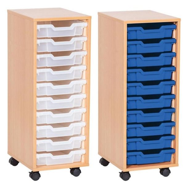 Mobile Tray Storage Unit Budget Single Column - 10 x Trays