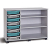 Premium 8 Shallow Tray Unit + 2 Shelves - Grey - Mobile & Static Premium 8 Shallow Tray Unit + 2 Shelves - Grey | Grey White Tray Stores | www.ee-supplies.co.uk