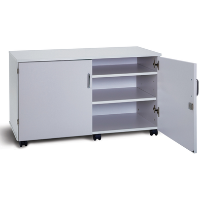Premium 2 Shelf Cupboard - Grey - Mobile & Static Premium  Storage Cupboards | Grey White Cupboards | www.ee-supplies.co.uk