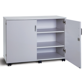 Premium 2 Shelf Cupboard - Grey- Mobile & Static Premium  Storage Cupboards | Grey White Cupboards | www.ee-supplies.co.uk