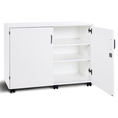 Premium 2 Shelf Cupboard - White- Mobile & Static Premium  Storage Cupboards | Grey White Cupboards | www.ee-supplies.co.uk