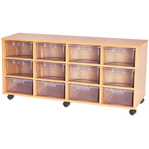 Certwood Clear 12 Deep Tray Quad Mobile Tray Unit - Educational Equipment Supplies