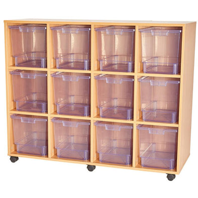 Certwood Clear 12 Jumbo Tray Mobile Tray Unit - Educational Equipment Supplies