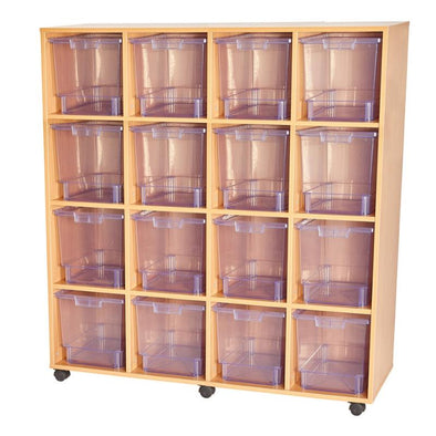 Certwood Clear 16 Deep Tray Quad Mobile Tray Unit - Educational Equipment Supplies