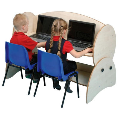 Children's Wide Low-Level Adjustable Computer Desk - Maple - Educational Equipment Supplies
