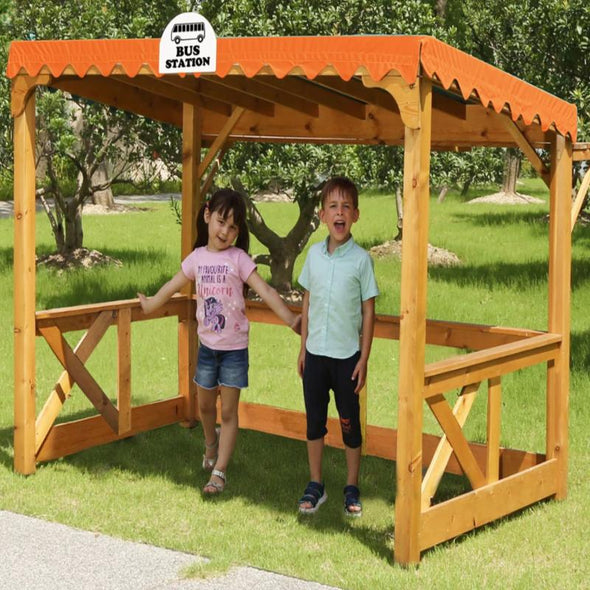 Childrens Wooden Outdoor Bus Station - Educational Equipment Supplies