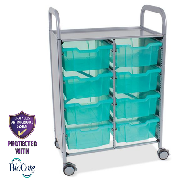Callero Shield Antimicrobial Double Trolley - 8 x Deep Trays - Educational Equipment Supplies