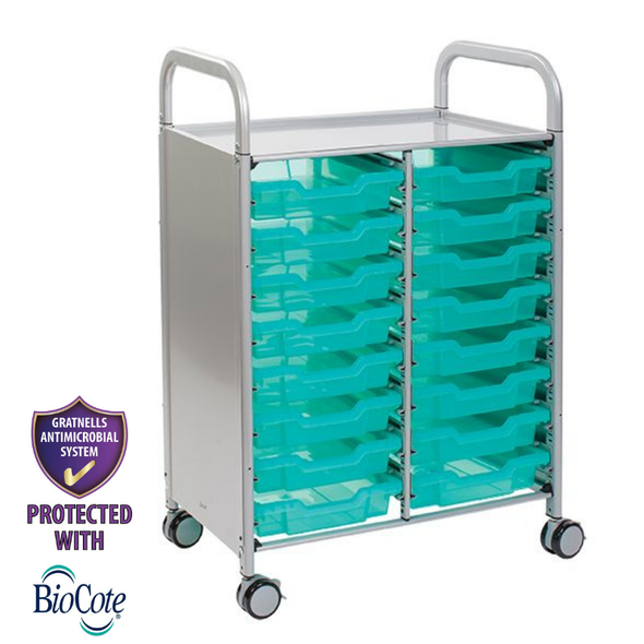 Callero Shield Antimicrobial Double Trolley - 16 x Shallow Trays - Educational Equipment Supplies