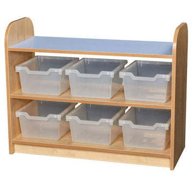 KubbyClass 2 Tier Shelf Unit - Closed Back + Trays - Educational Equipment Supplies