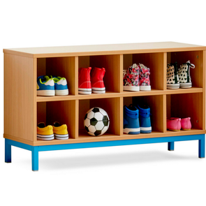 Cloakroom Bench With 8 Open Compartments - Educational Equipment Supplies