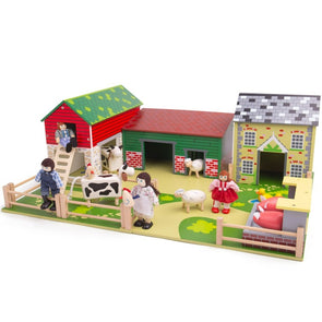 Oldfield Wooden Play Farm + Dolls & Animals Cobblestone Wooden Farm | Wooden Toys | www.ee-supplies.co.uk
