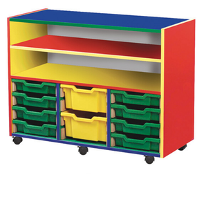 Colore Mobile Ten Tray Unit With Shelf - Educational Equipment Supplies