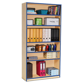 Value Coloured Edge Open Wooden Bookcase + 1 Fixed & 4 Adj Shelves - H180cm Coloured Bookcase With 4 Adjustable & 1 Fixed Shelves | Book Display | www.ee-supplies.co.uk