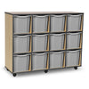 Coloured Edge Wooden Mobile Tray Storage - 12 Tray Jumbo Unit - W135 x D45 x H106cm Coloured Edge Tray Storage  | 12 Jumbo Tray Store | www.ee-supplies.co.uk