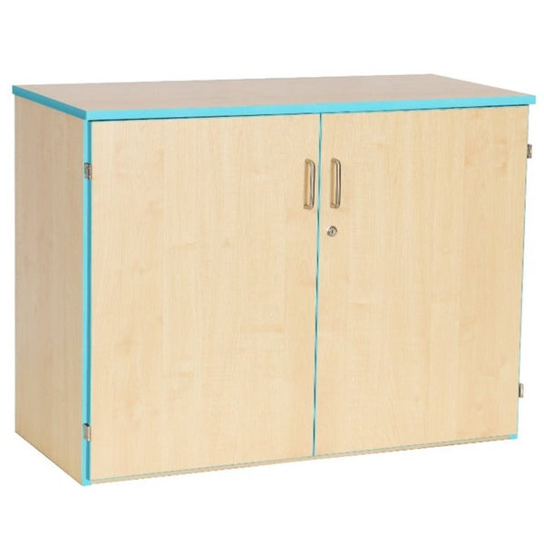 Coloured Edge Wooden Cupboard + 2 Adjustable Shelves - W102 x D47 x H76cm