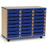 Value Coloured Edge 6 Tray Storage Unit - 24 Tray Unit - W103 x D45 x H78cm Coloured Edge Wooden Mobile Tray Storage - 24 Tray Unit - W103 x D45 x H78cm   | 24 Tray Store | www.ee-supplies.co.uk