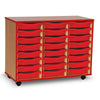 Value Coloured Edge 6 Tray Storage Unit - 24 Tray Unit - W103 x D45 x H78cm Coloured Edge Wooden Mobile Tray Storage - 24 Tray Unit - W103 x D45 x H78cm   | 24 Tray Store | www.ee-supplies.co.uk