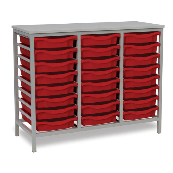 Metal Static Tray Storage Unit - 24 Shallow Trays