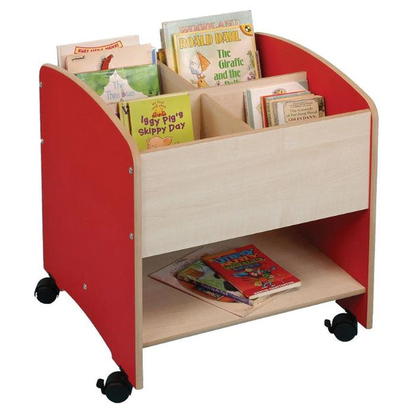 Deep 4 Bay Kinderbox with Shelf - Red/Maple - Educational Equipment Supplies