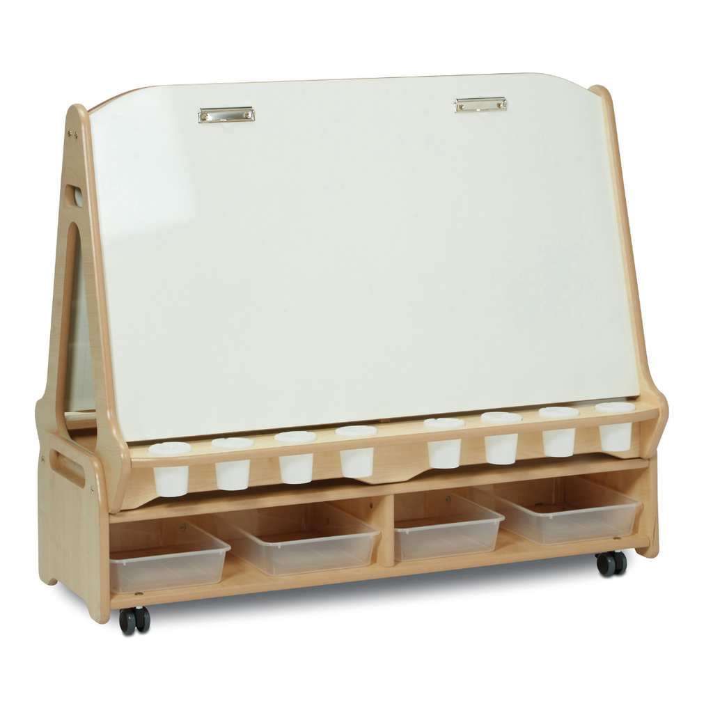 Playscapes DoubleSided Whiteboard 4 Station Easel + Low Storage