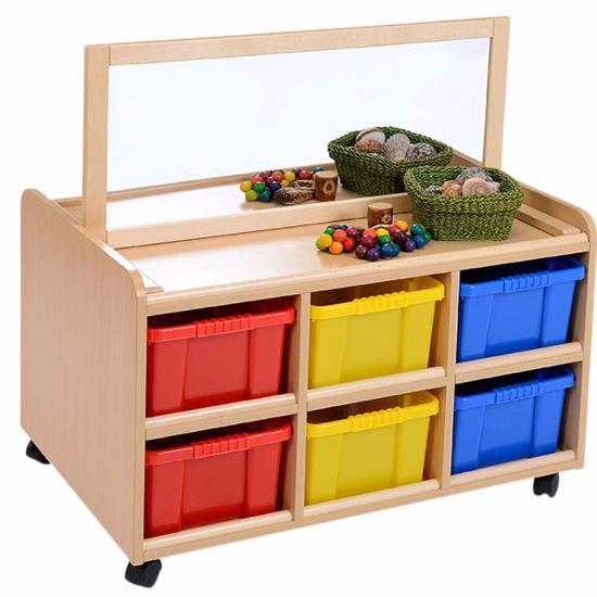 Double Sided Resource Store + Mirror & Coloured Trays - Educational Equipment Supplies