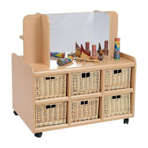Double Sided Resource Store + Mirror Storage + Wicker Baskets - Educational Equipment Supplies