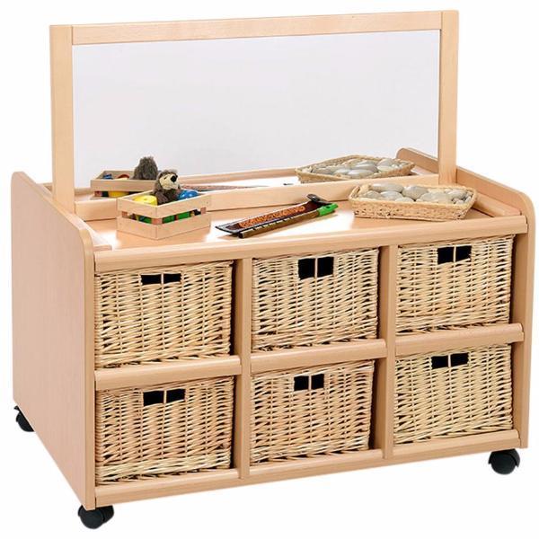 Double Sided Resource Store + Mirror & Wicker Trays