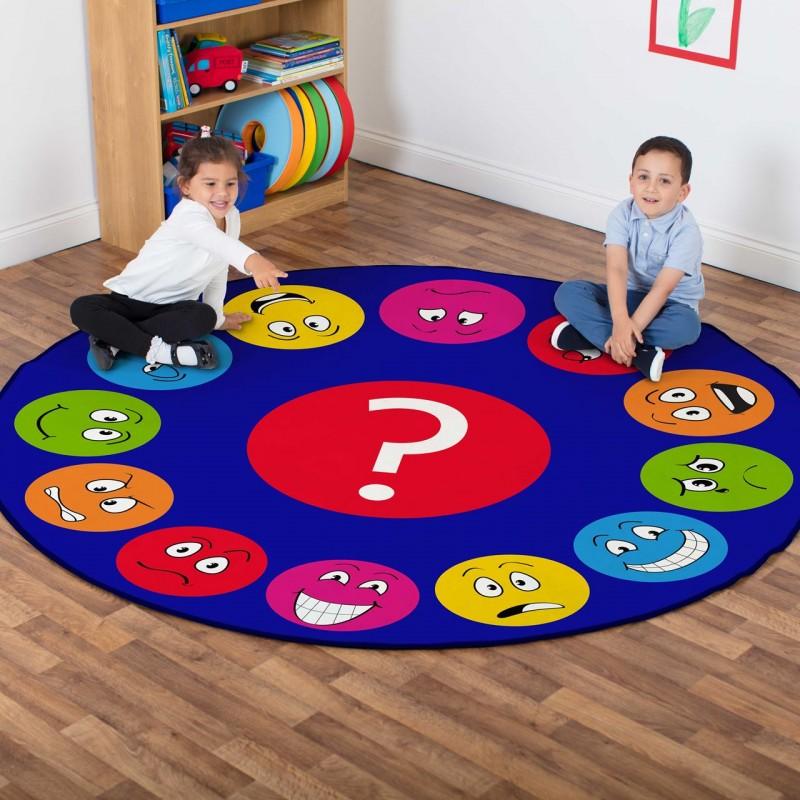 Emotions Rug Emotions™ Faces Interactive Circular Carpet | Emotions Carpets & Rugs ...