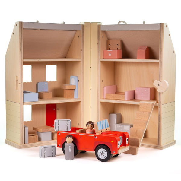 Folding Wooden Dolls House Set
