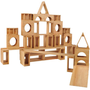 Giant Wooden Hollow Blocks - 52 Piece Set - Educational Equipment Supplies