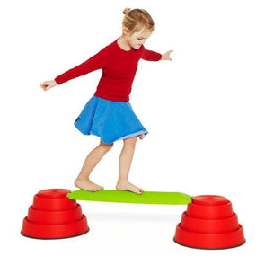 Gonge Build N’ Balance – Log Plank + 3 Large Red Tops - Educational Equipment Supplies