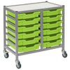 Gratnells 12 Shallow Low Tray Double Width Trolley - Silver Frame - Educational Equipment Supplies