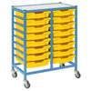 Gratnells 16 Shallow Tray Double Width Trolley - Powder Blue Frame - Educational Equipment Supplies