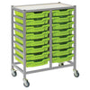 Gratnells 16 Shallow Tray Double Width Trolley - Silver Frame - Educational Equipment Supplies