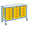 Gratnells 18 Shallow Low Tray Treble Width Trolley - Powder Blue Frame - Educational Equipment Supplies