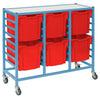 Gratnells 6 Jumbo Tray Treble Width Trolley - Powder Blue Frame - Educational Equipment Supplies