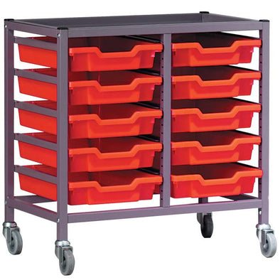 Gratnells Double Column Metal Trolley With 10 x Trays - Educational Equipment Supplies