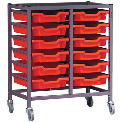 Gratnells Double Column Metal Trolley With 12 x Trays - Educational Equipment Supplies