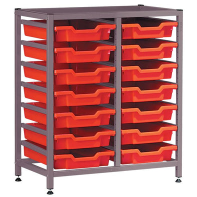 Gratnells Double Column Static Low Height Metal Trolley With 14 x Trays - Educational Equipment Supplies