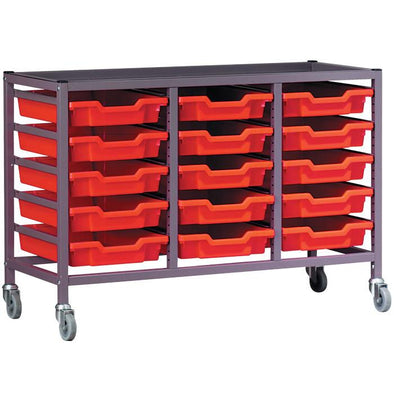 Gratnells Treble Column Metal Trolley With 15 x Trays - Educational Equipment Supplies