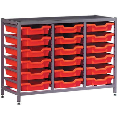 Gratnells Treble Column Static Metal Trolley With 18 x Trays - Educational Equipment Supplies