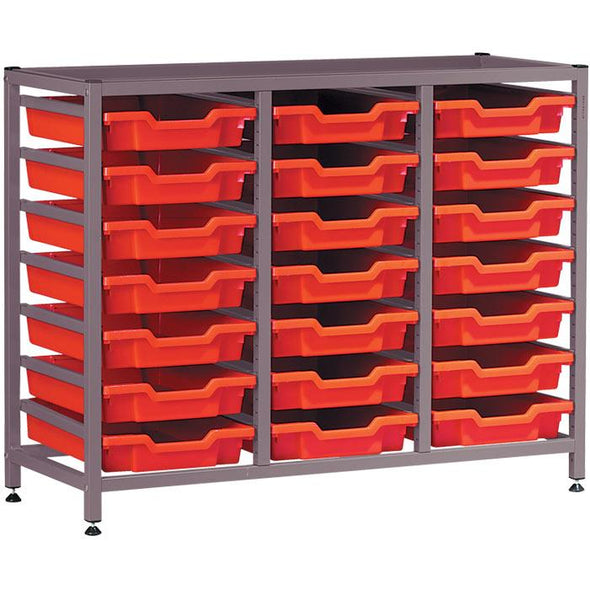 Gratnells Treble Column Static Metal Trolley With 21 x Trays - Educational Equipment Supplies