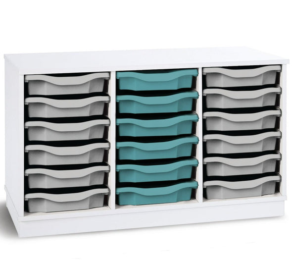 Premium 18 Shallow Tray Unit - White - Mobile & Static Grey Premium 18 Tray Storage | Grey White Tray Stores | www.ee-supplies.co.uk